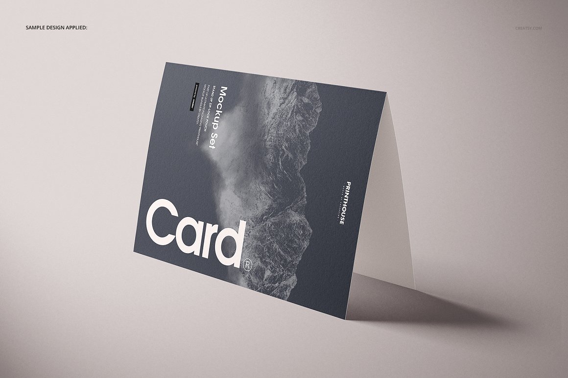 品牌折页样机模版贺卡模版素材Folded A4 Cards Mockup Set插图2