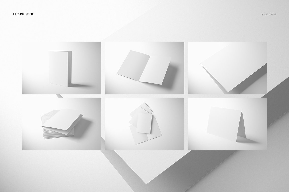 品牌折页样机模版贺卡模版素材Folded A4 Cards Mockup Set插图5