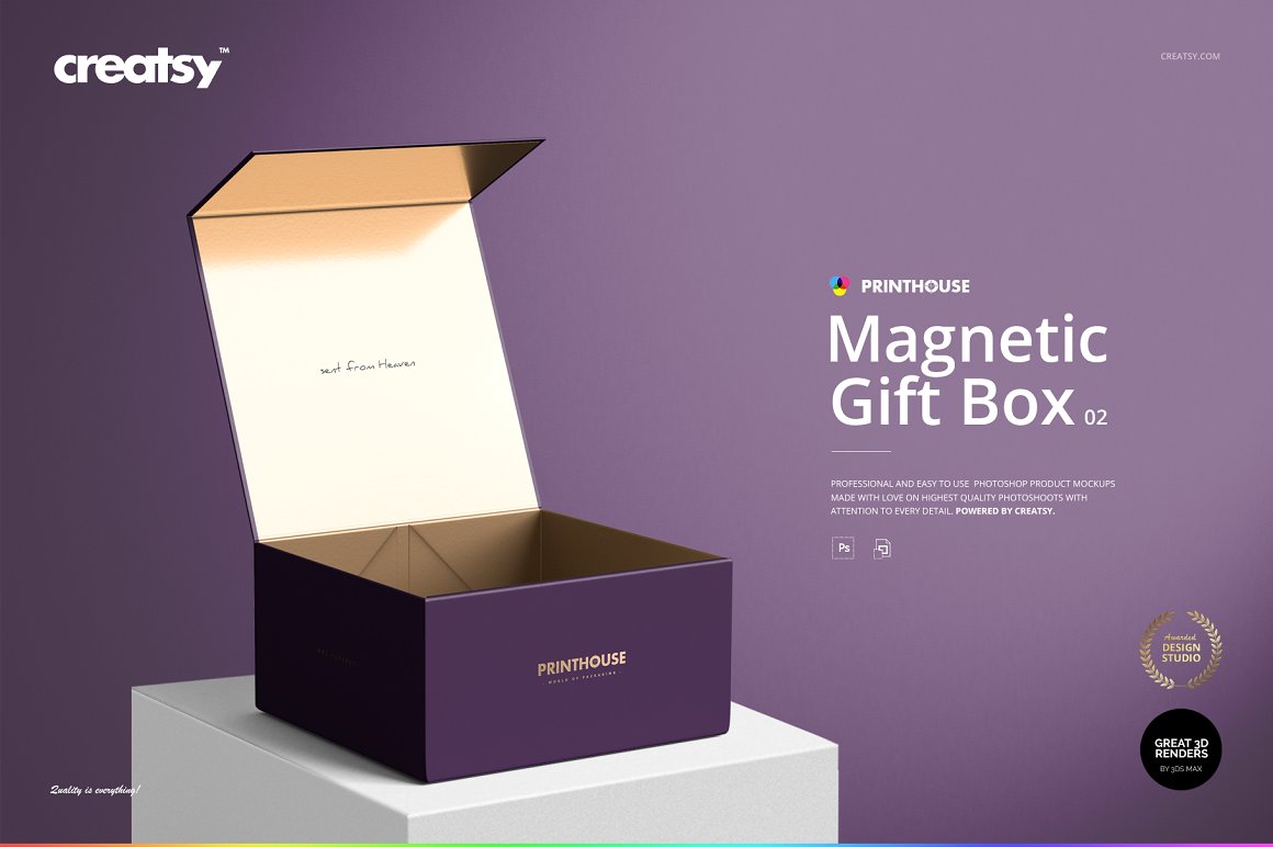 高端礼品包装盒样机模版素材Magnetic Gift Box Mockup Set 02插图