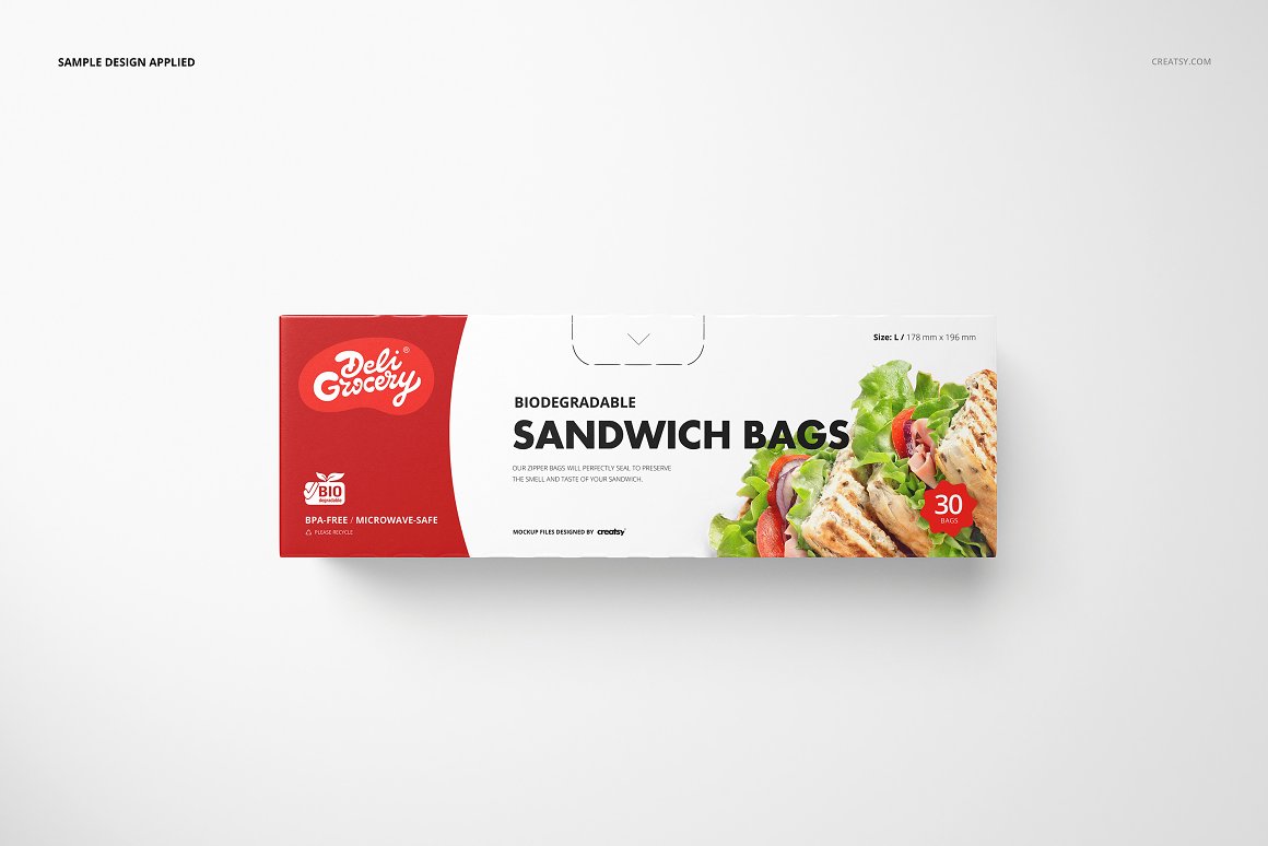 食品保鲜膜品牌包装模板素材样机Sandwich Zipper Bags Box Mockup Set插图2