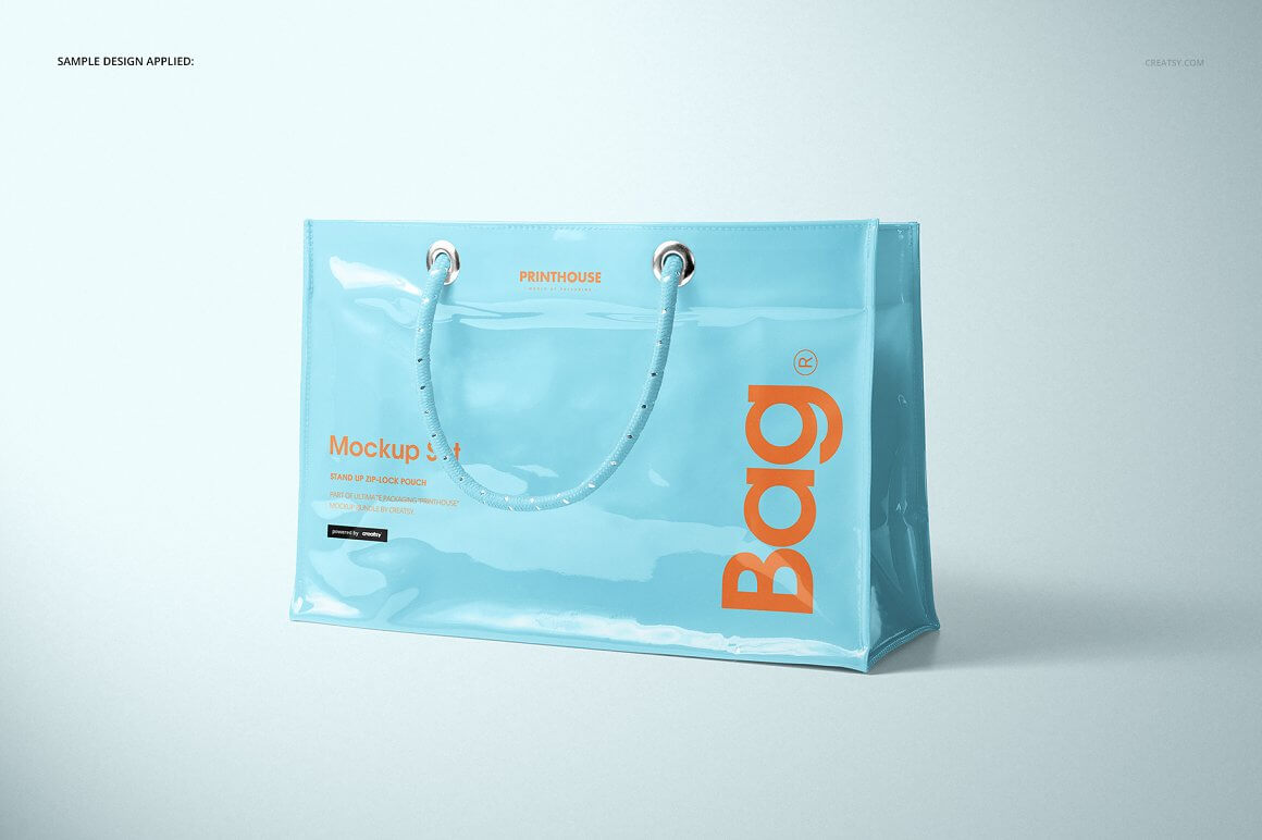 服装购物袋样机模版素材Vinyl PVC Reusable Tote Bag Mockups插图5