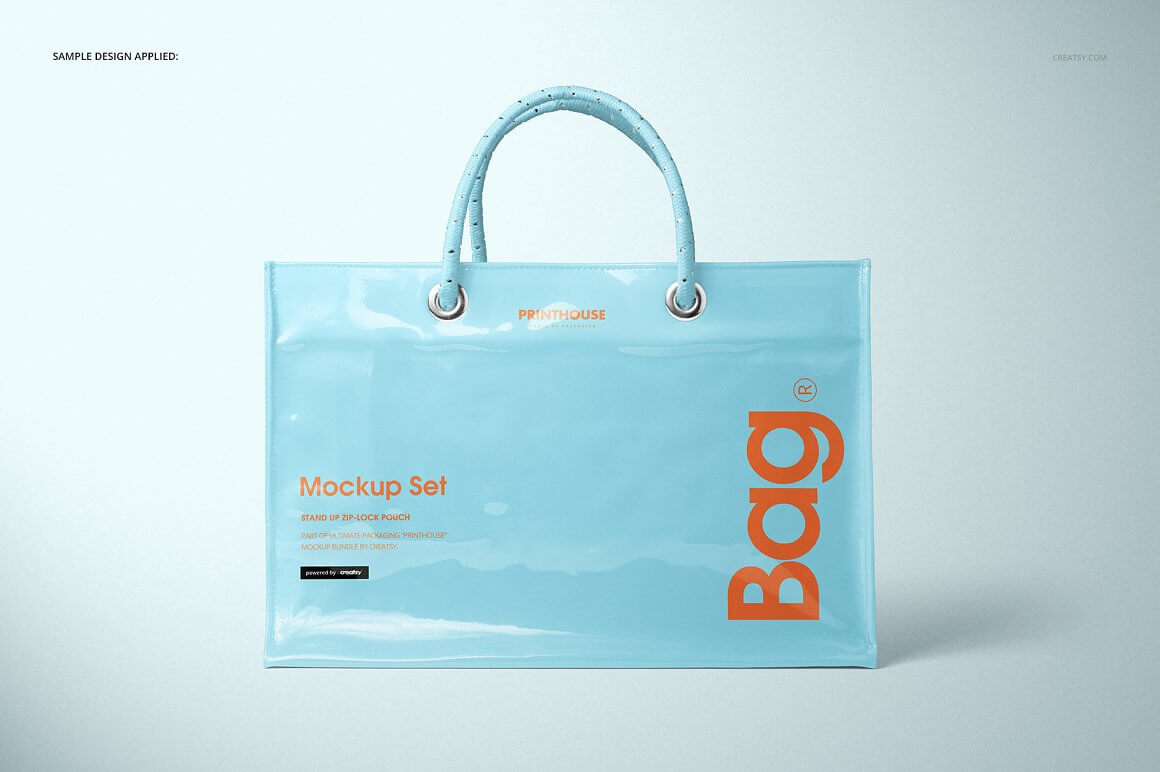 服装购物袋样机模版素材Vinyl PVC Reusable Tote Bag Mockups插图6