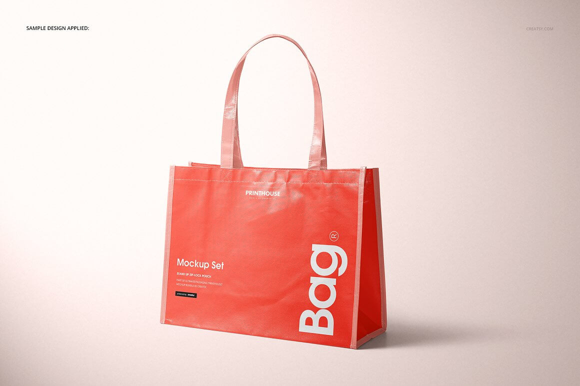 短款商场手提袋样机模版素材Laminated Non-Woven Tote Bag插图1