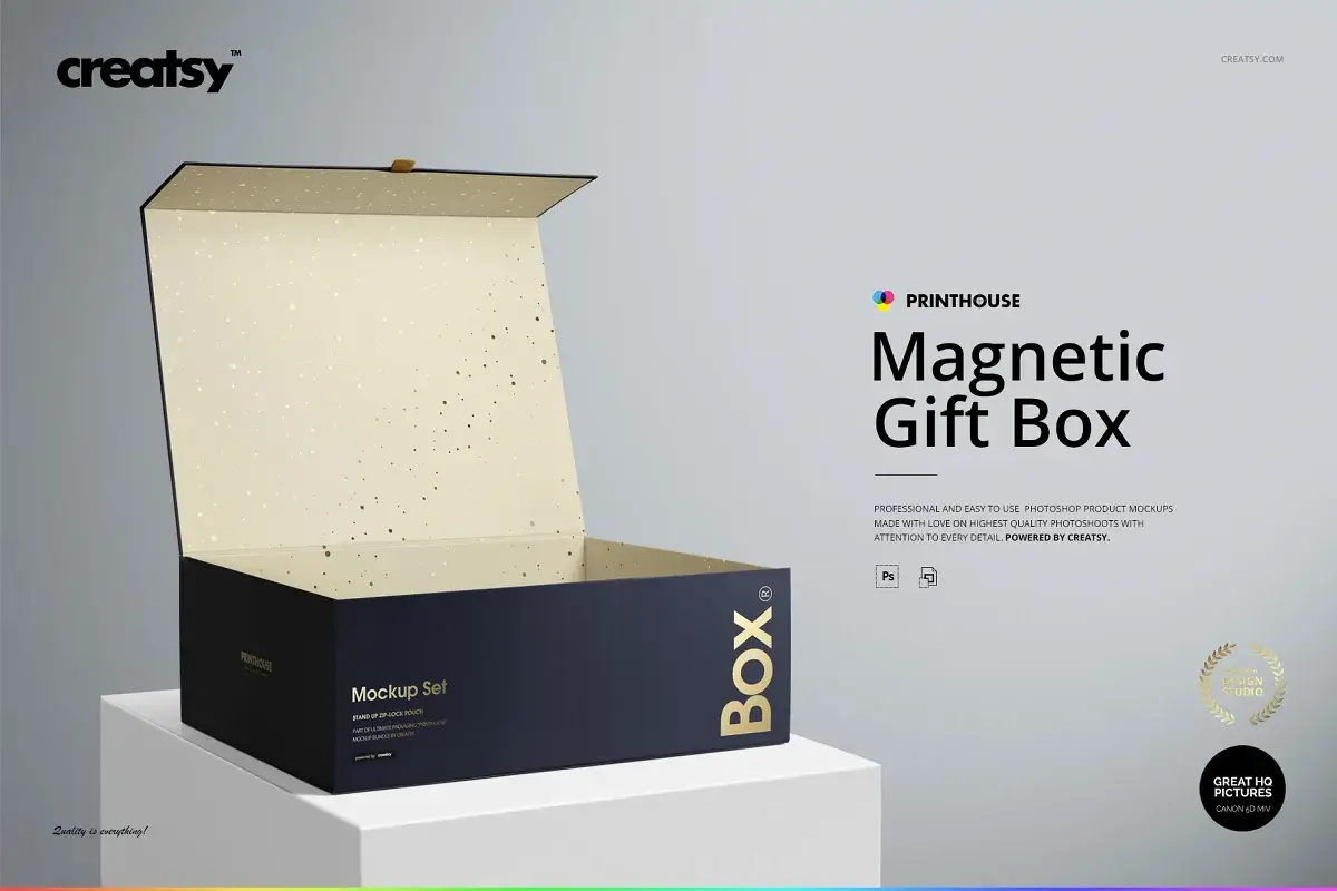 精致礼品包装盒样机模板Magnetic Gift Box Mockup Set