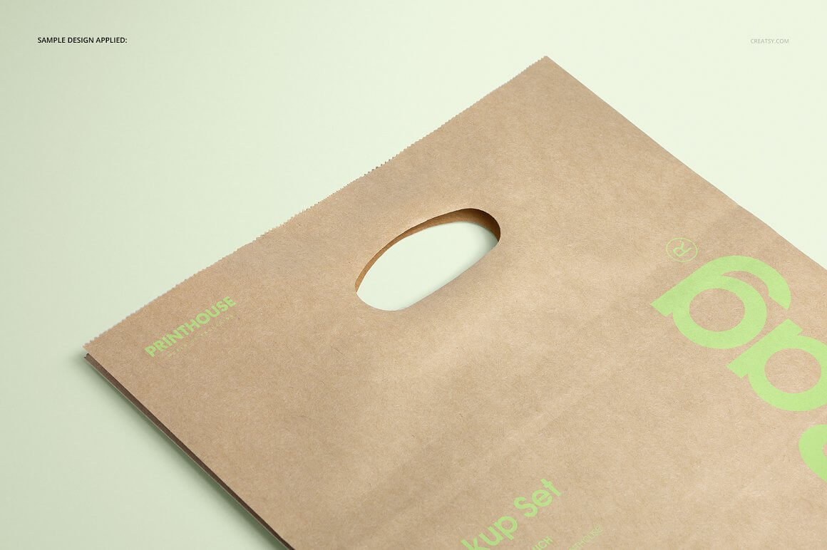 食品包装袋手提袋环保牛皮纸手提袋样机模版素材插图2