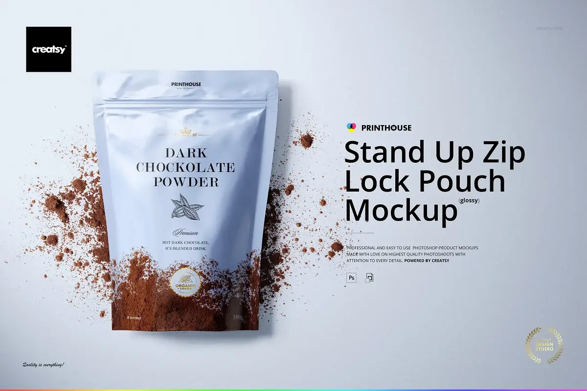 高端品牌咖啡食品包装袋样机模版素材插图