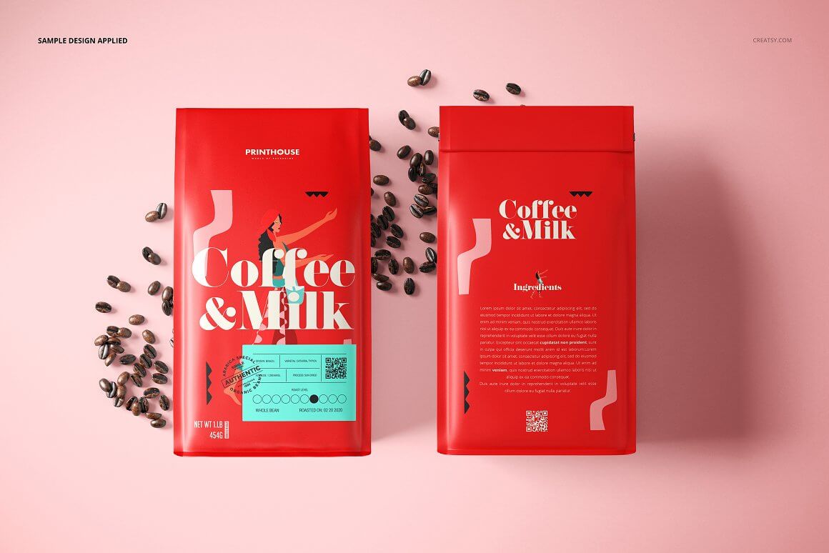 网红品牌咖啡包装袋样机模版素材插图7