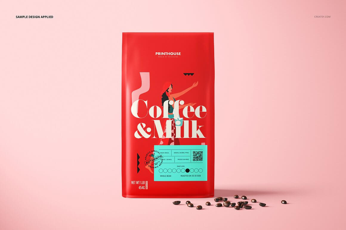 网红品牌咖啡包装袋样机模版素材插图9