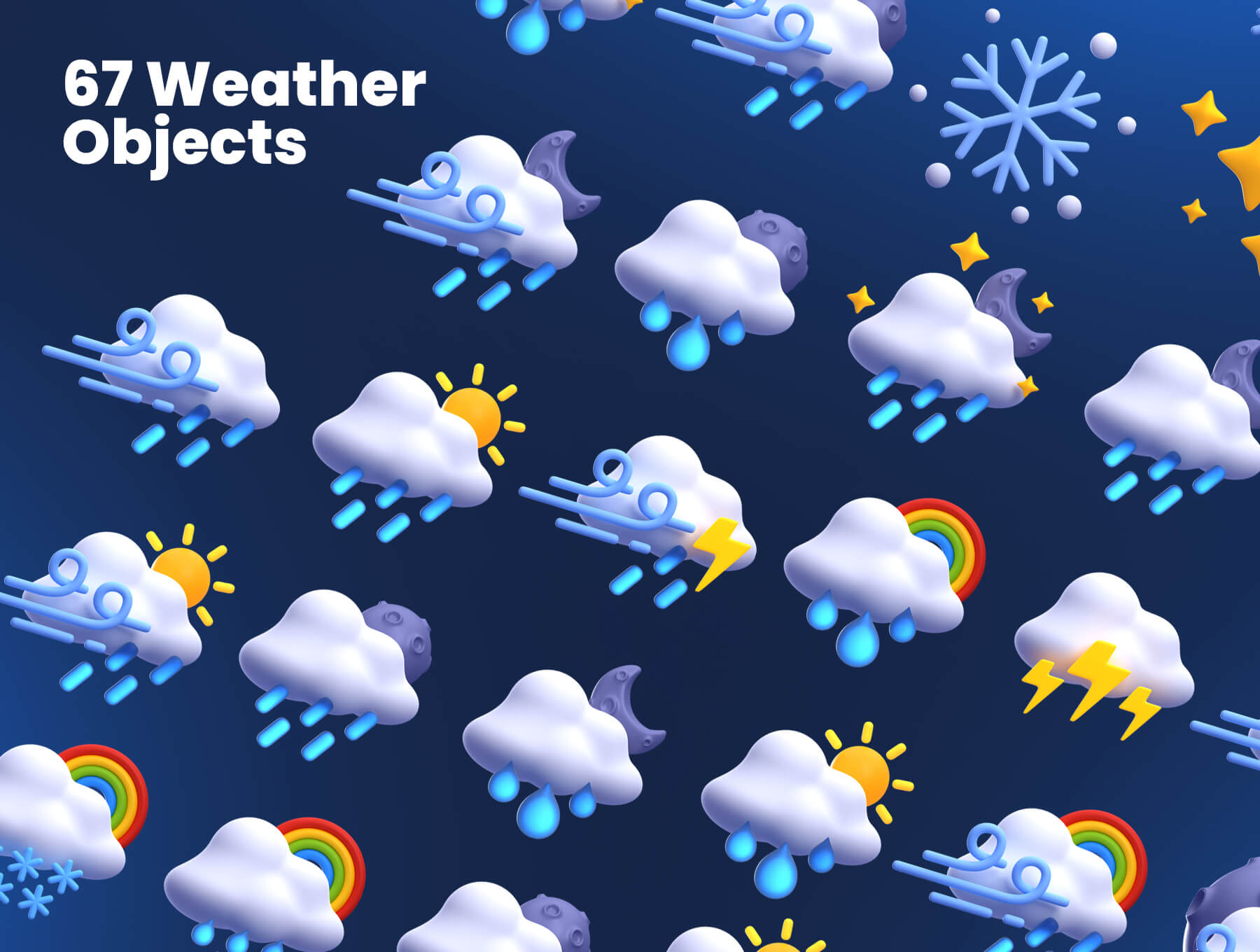 3D天气类图标拟物化轻质感图标合集Weather 3D Illustrations插图4