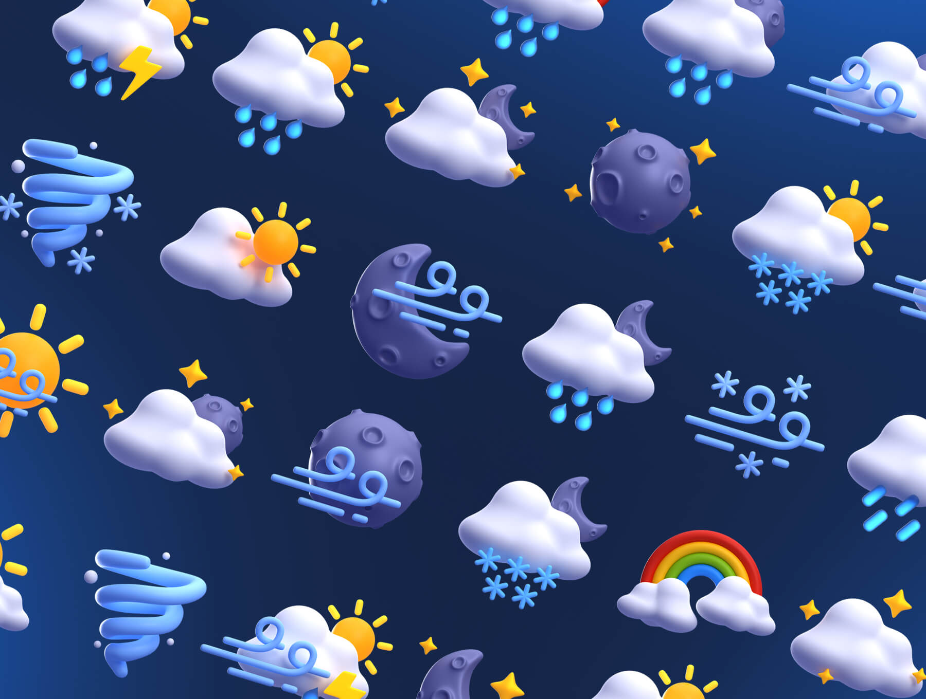 3D天气类图标拟物化轻质感图标合集Weather 3D Illustrations插图5