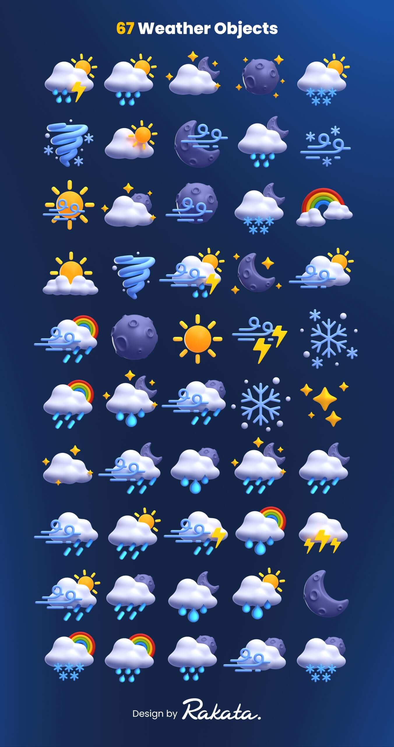 3D天气类图标拟物化轻质感图标合集Weather 3D Illustrations插图6