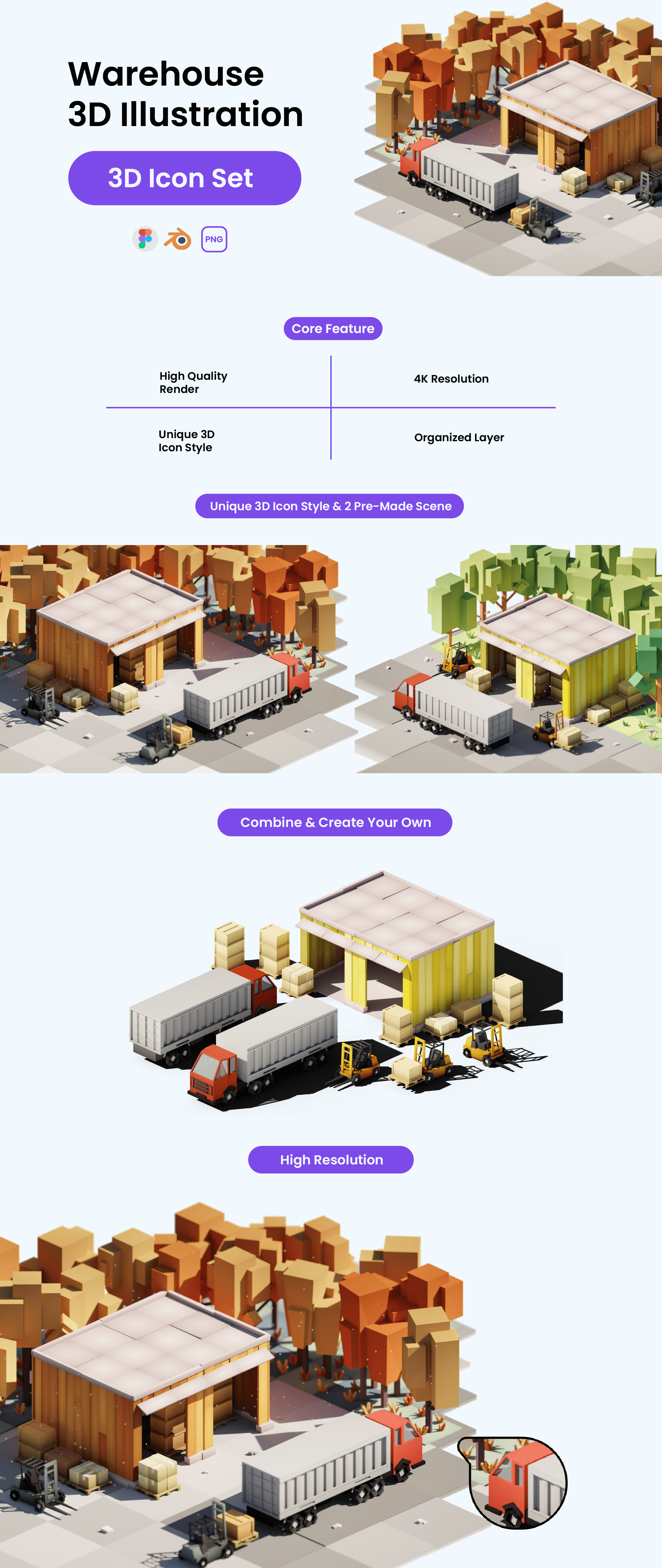 运输类3D场景物流公司场景素材Warehouse 3D Illustration插图6