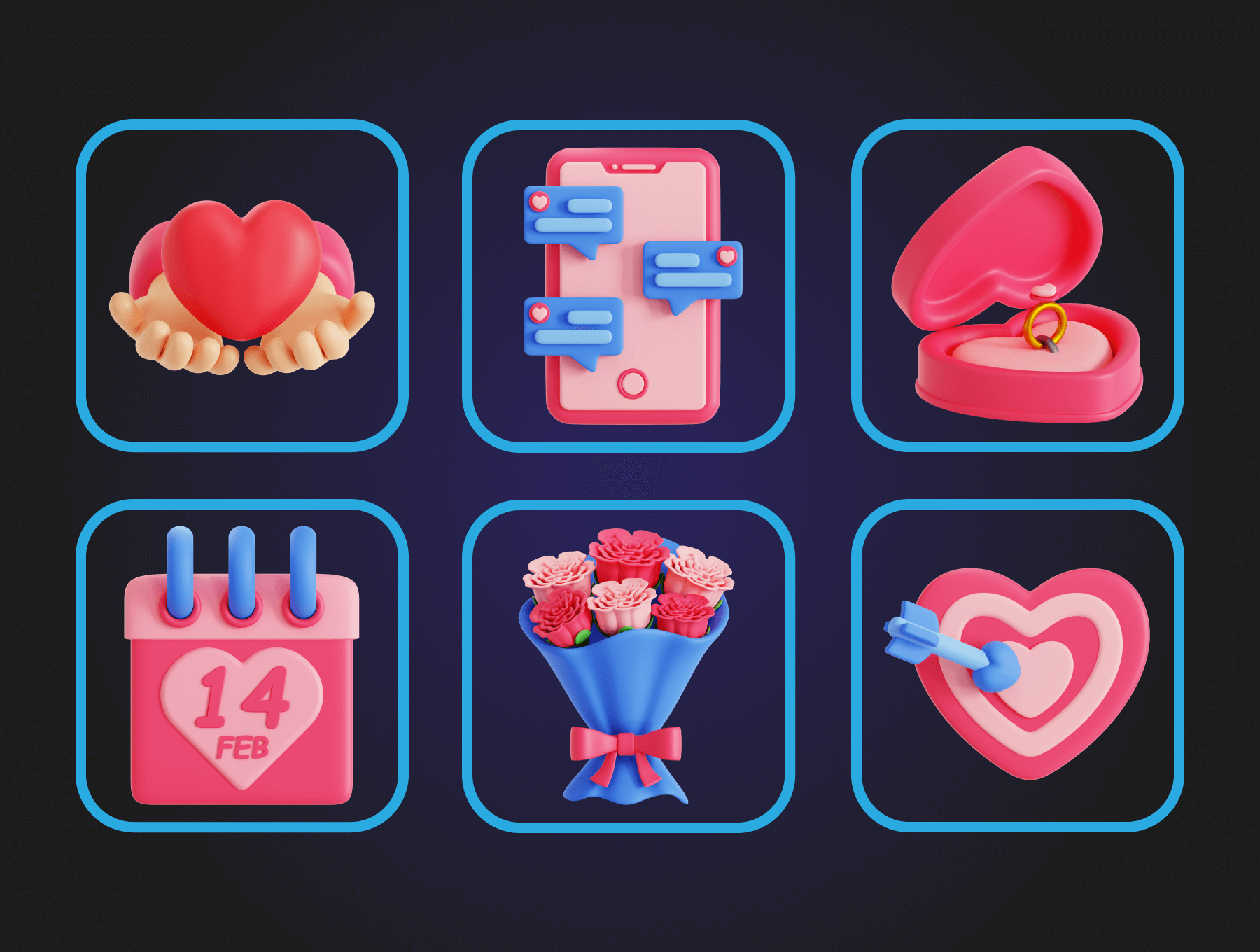 社交情侣App应用模板素材Valentine 3D Icon Pack插图4