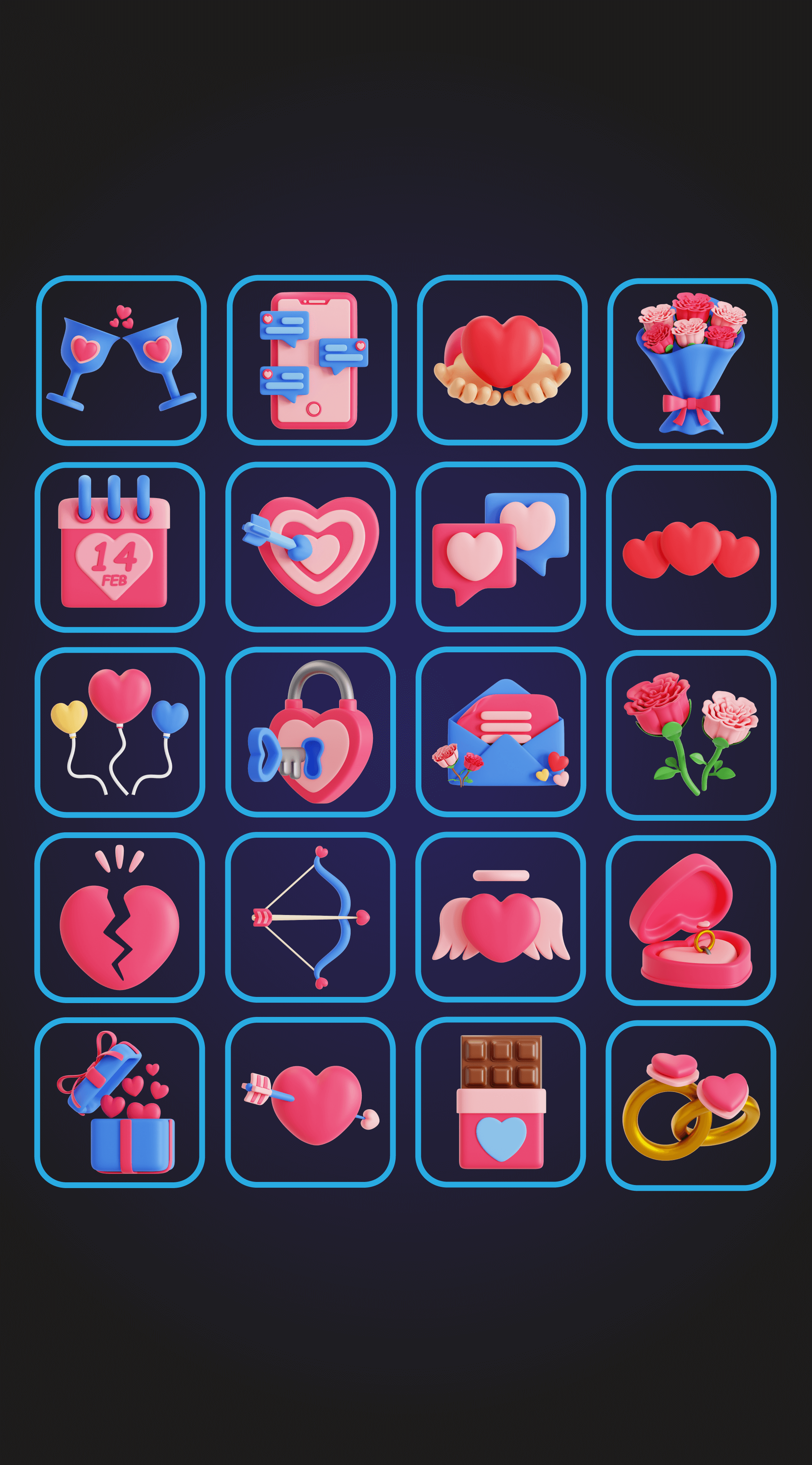 社交情侣App应用模板素材Valentine 3D Icon Pack插图6