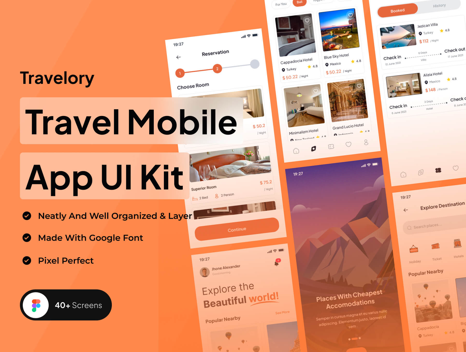 旅游类移动应用程序模板UI kit 素材模板下载Travelory – Travel Mobile App UI Kit插图