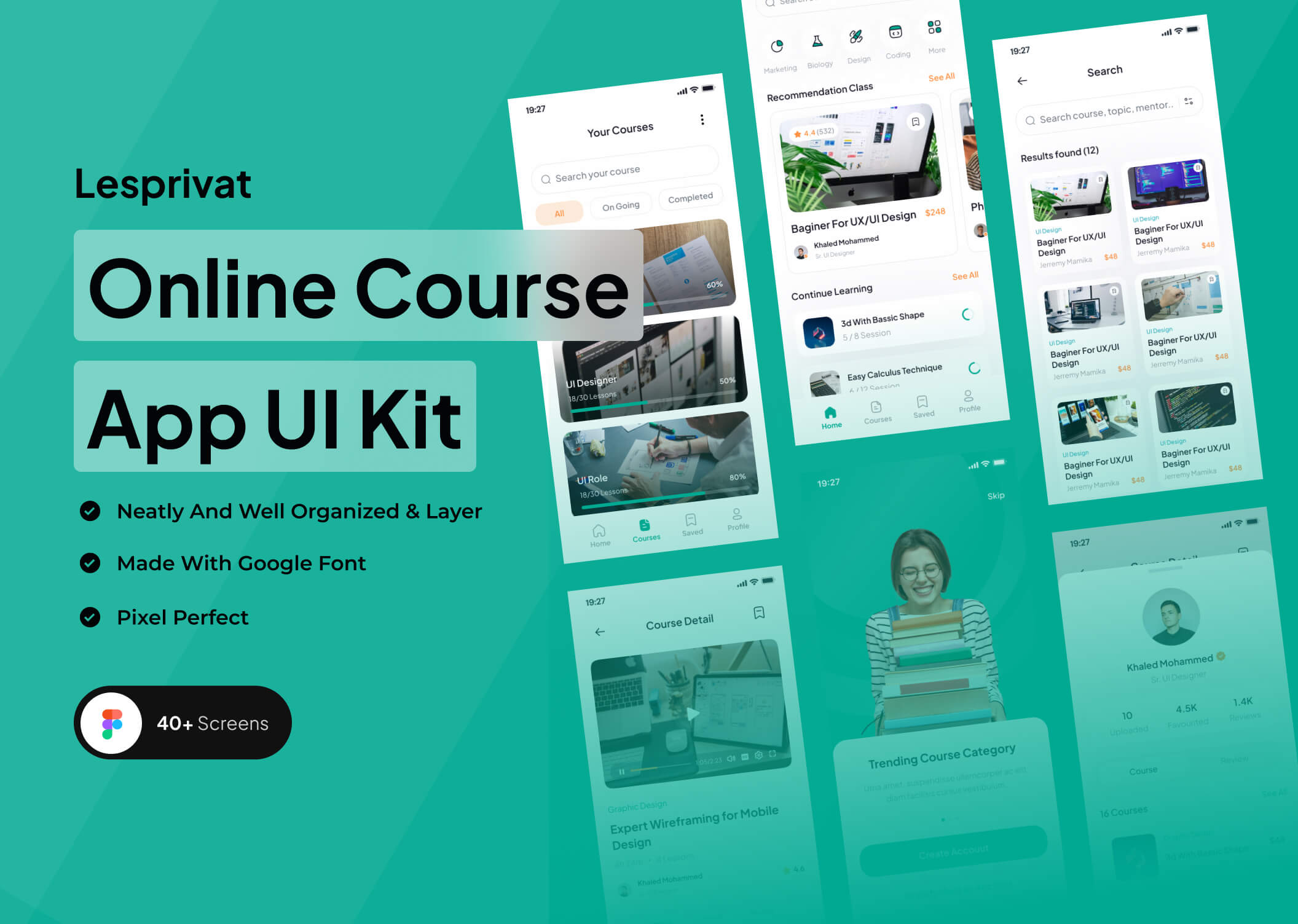 在线课程应用程序UI套件Lesprivat – Online Course App UI Kit插图6