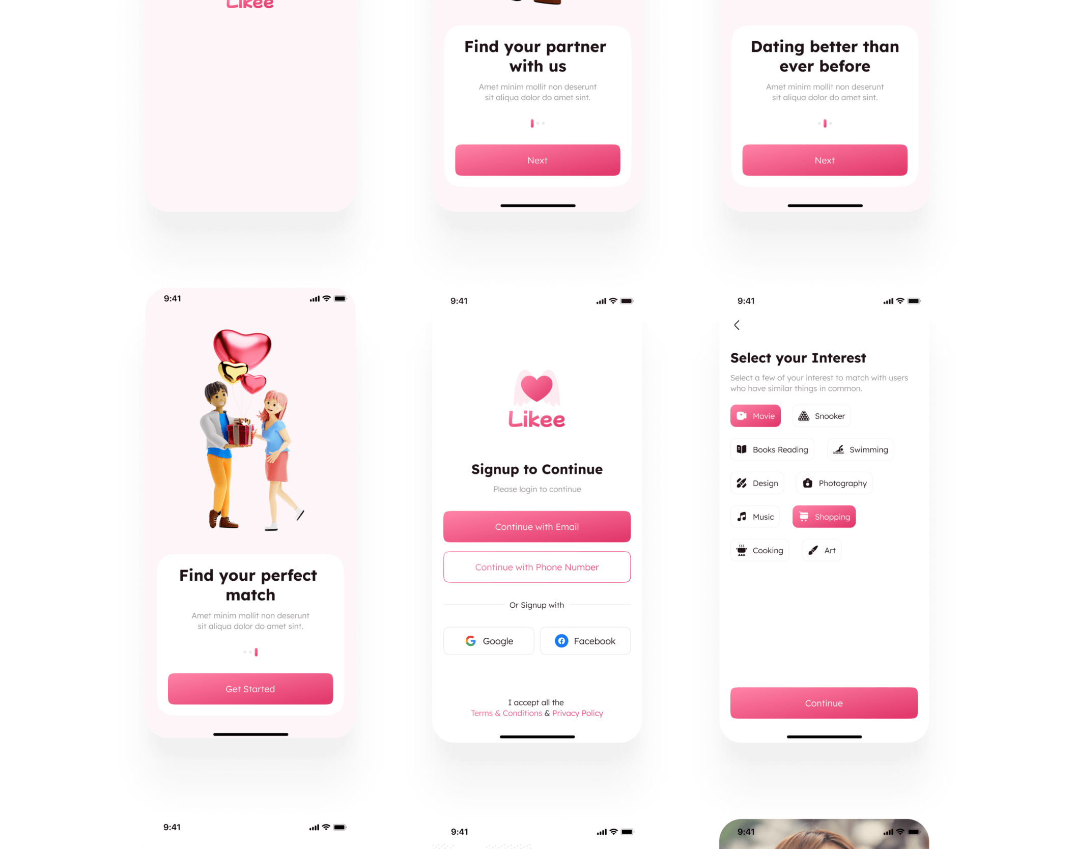 情侣爱情社交类约会应用UI套件Likee – Dating App UI Kit插图11
