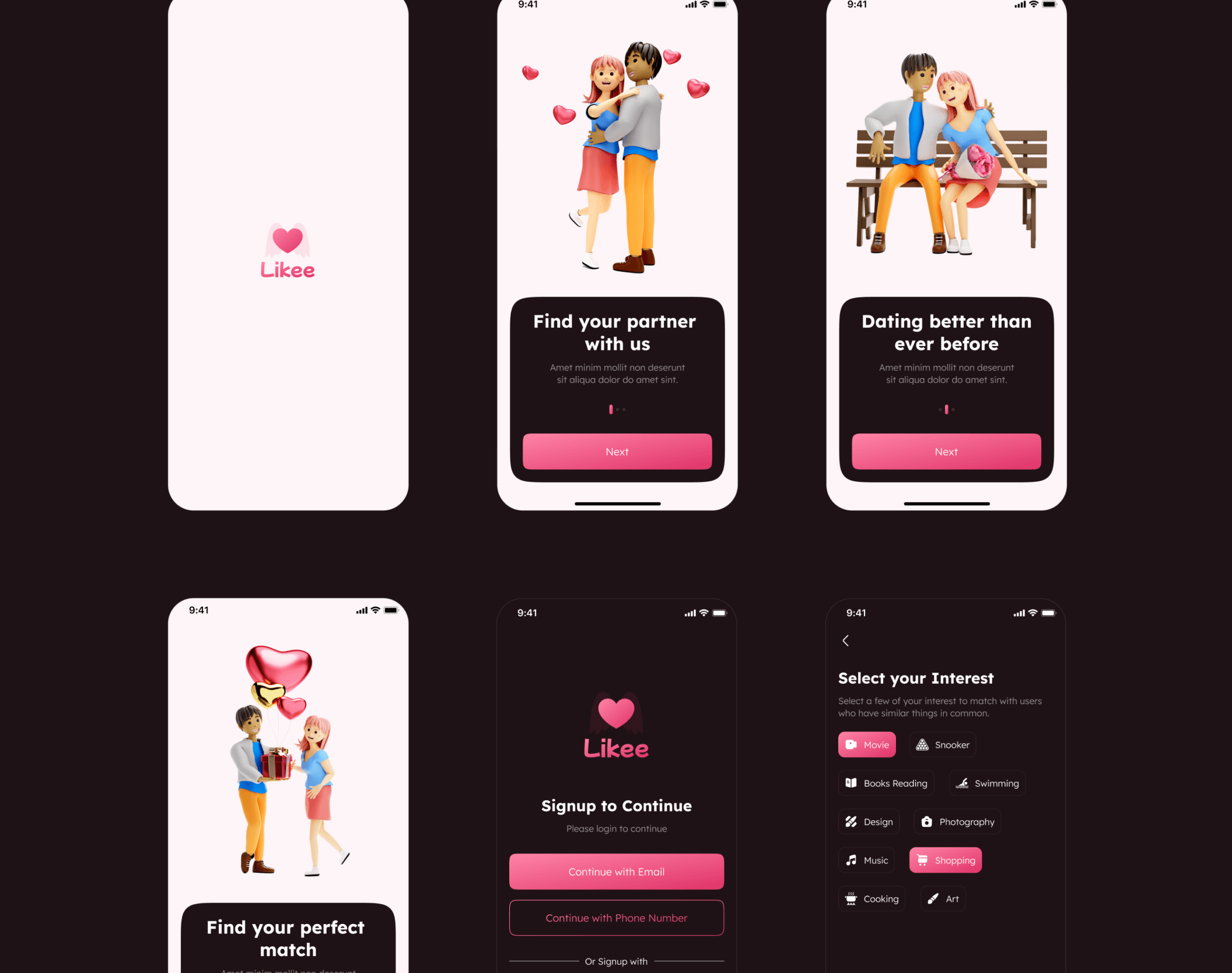 情侣爱情社交类约会应用UI套件Likee – Dating App UI Kit插图14