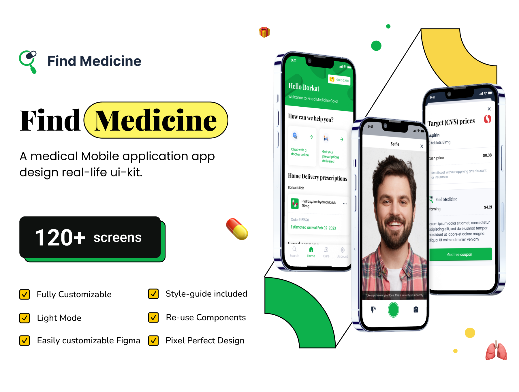工具查找移动应用程序Ui套件设计Find Medicine Mobile App Ui Kit Design插图