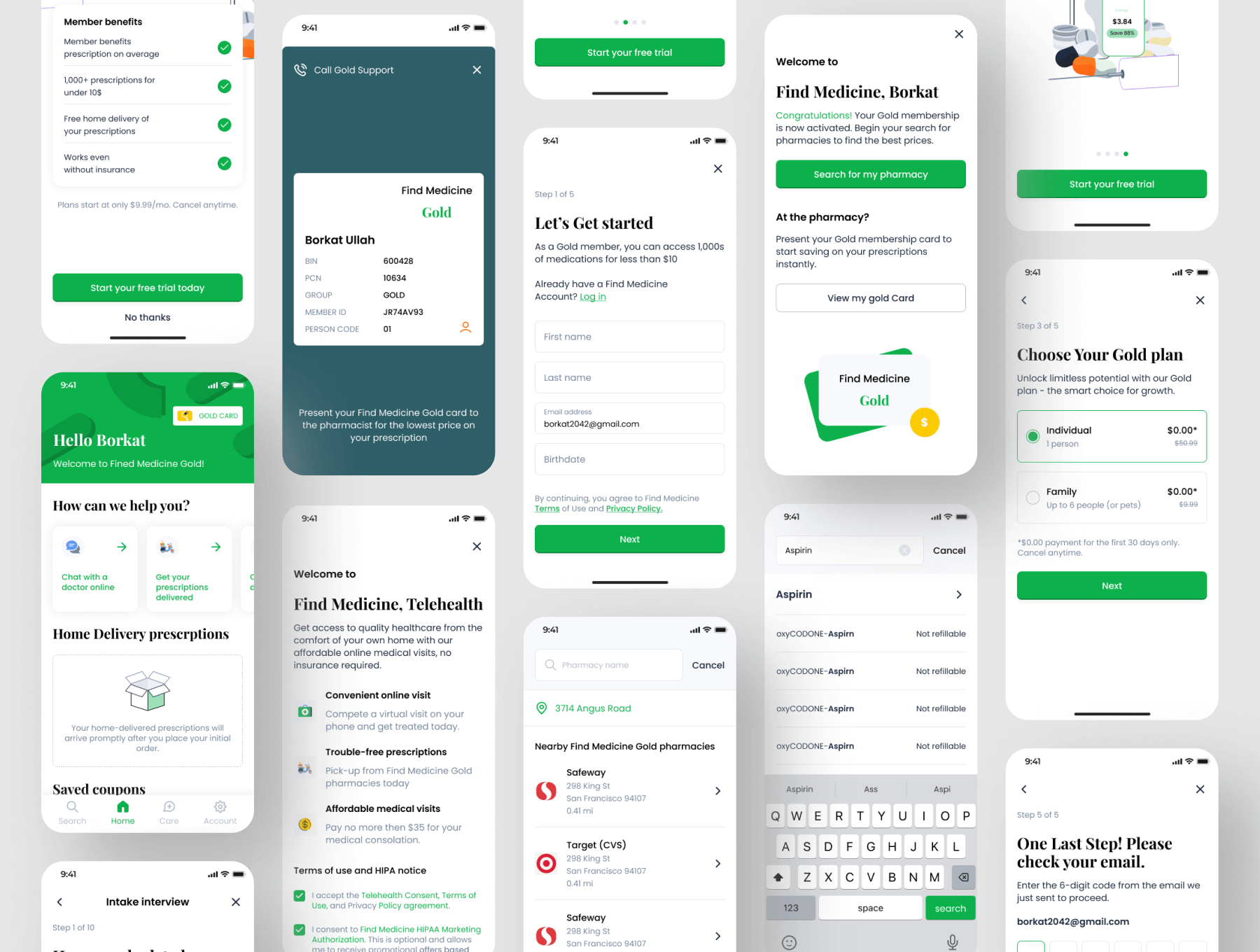 环保主题移动应用程序Ui套件设计Find Medicine Mobile App Ui Kit Design插图6