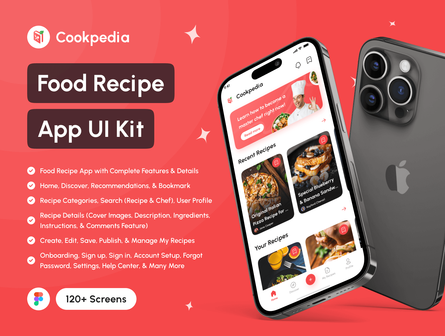 食谱应用程序UI工具包模板UI素材Cookpedia – Food Recipe App UI Kit插图