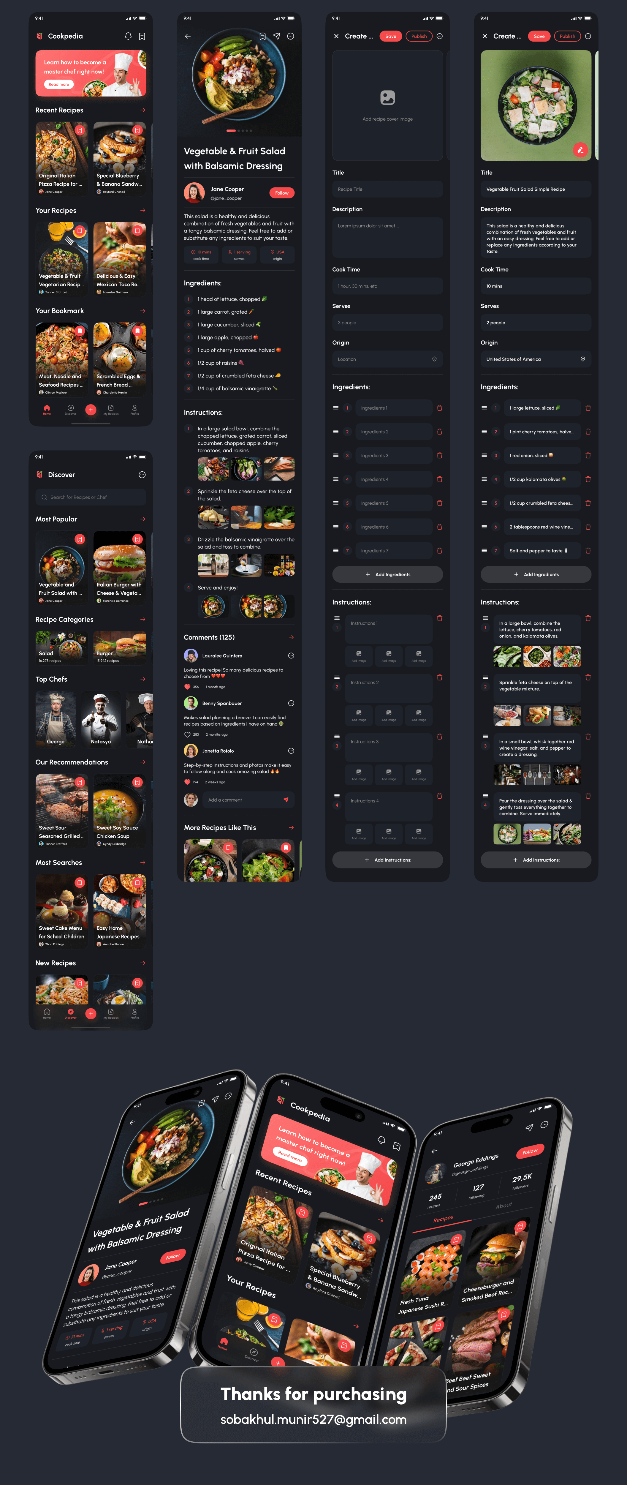 食谱应用程序UI工具包模板UI素材Cookpedia – Food Recipe App UI Kit插图16
