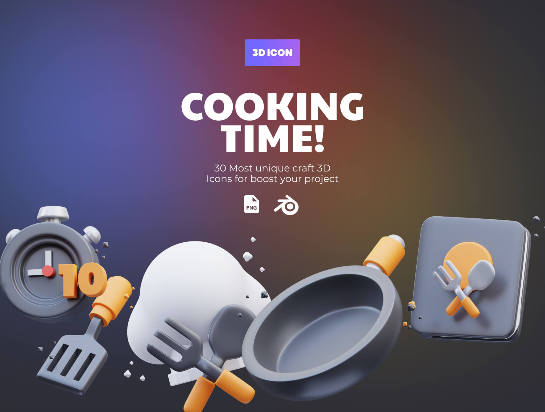 精致烹饪时间3D插图模板素材Cooking Time 3D Illustration插图