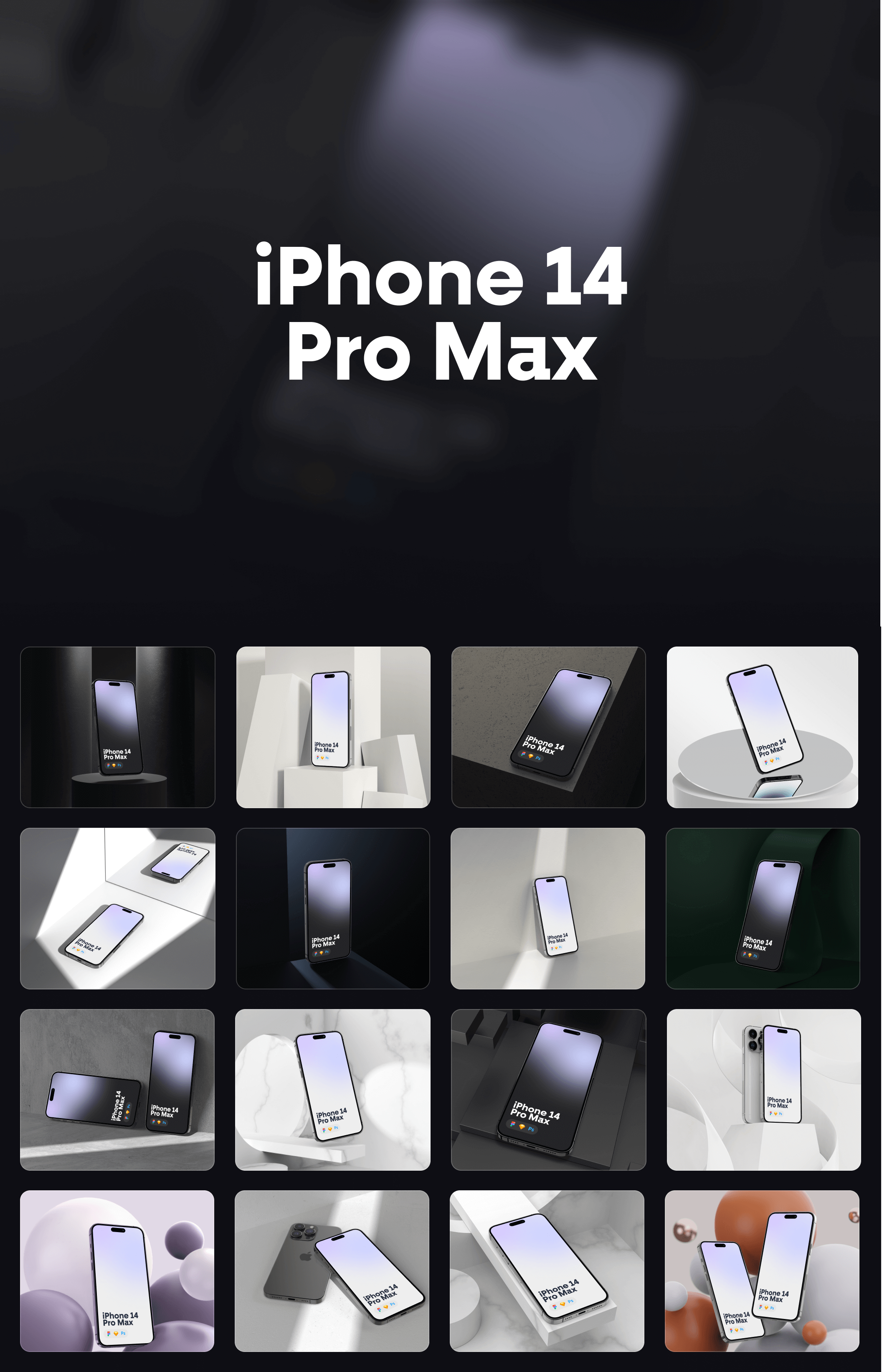 系列iPhone 14 Pro Max实物模型Collection iPhone 14 Pro Max Mockups插图8