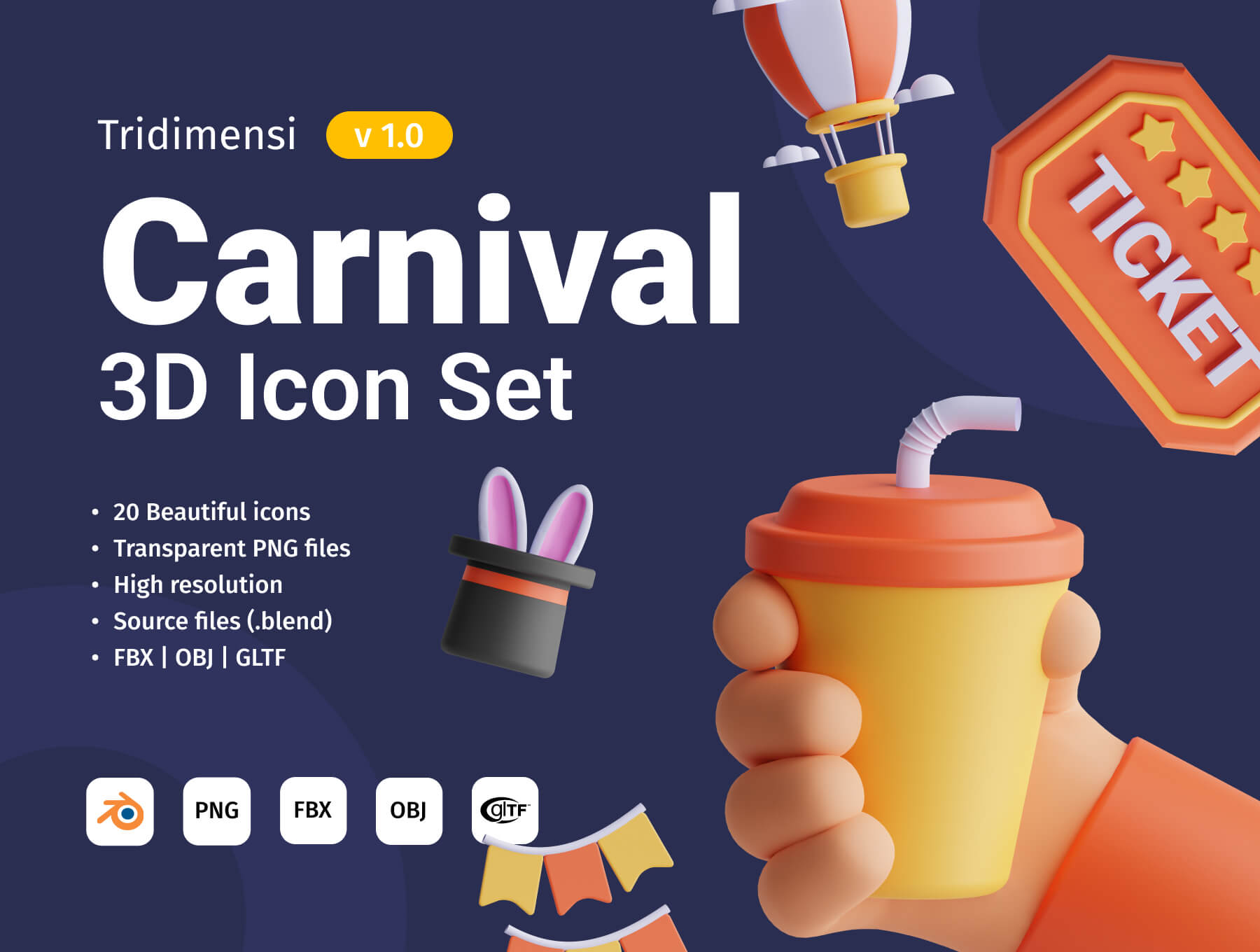 活动类嘉年华3D图标集Carnival 3D Icon Set插图