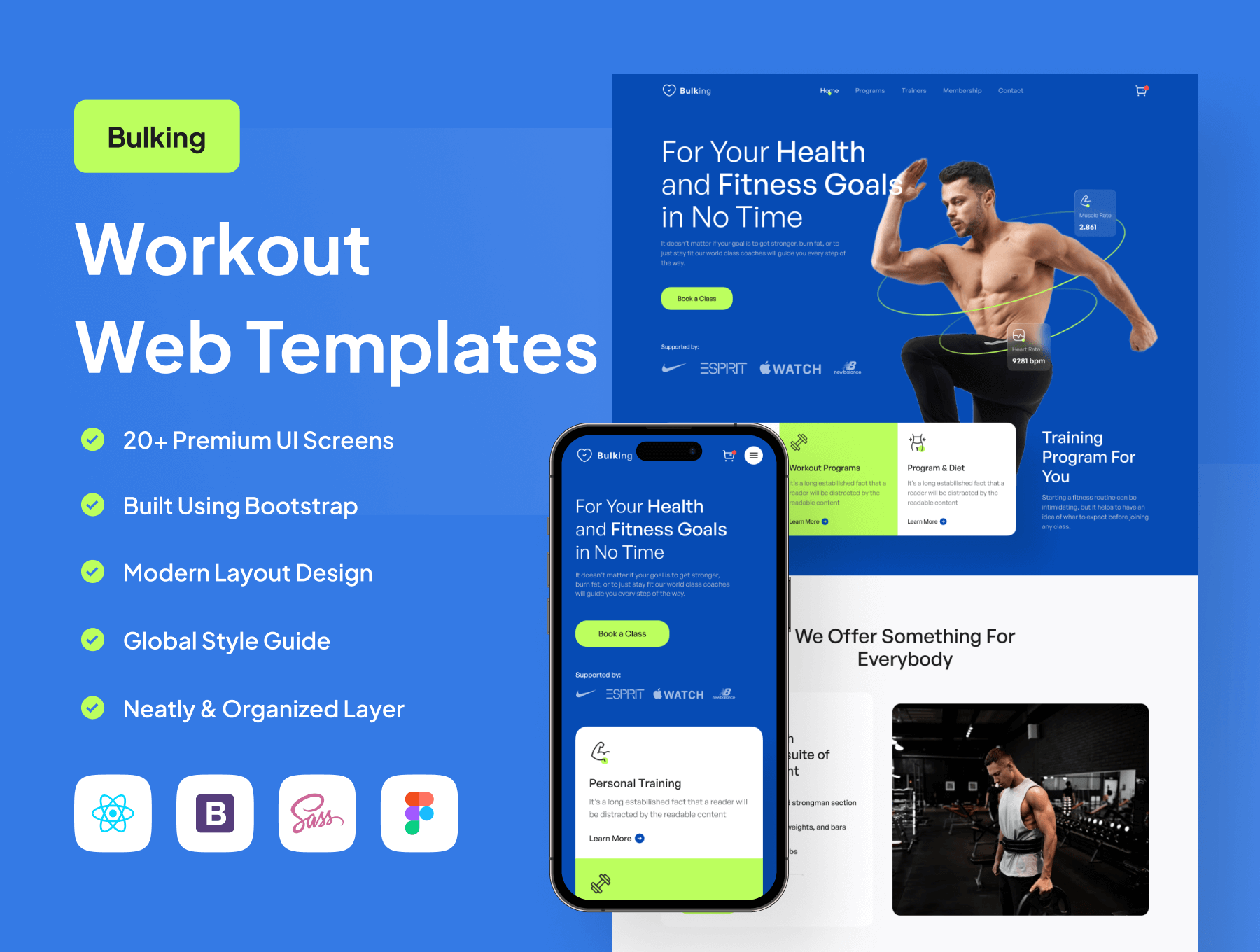 体育锻炼健康锻炼Web模板素材Bulking – Workout Web Templates插图