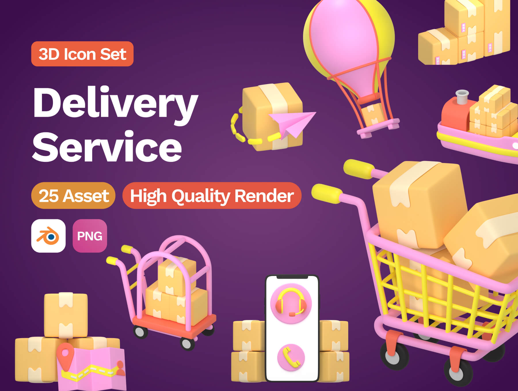 3D交付服务购物类图标素材模板素材3d Delivery Services Icon插图