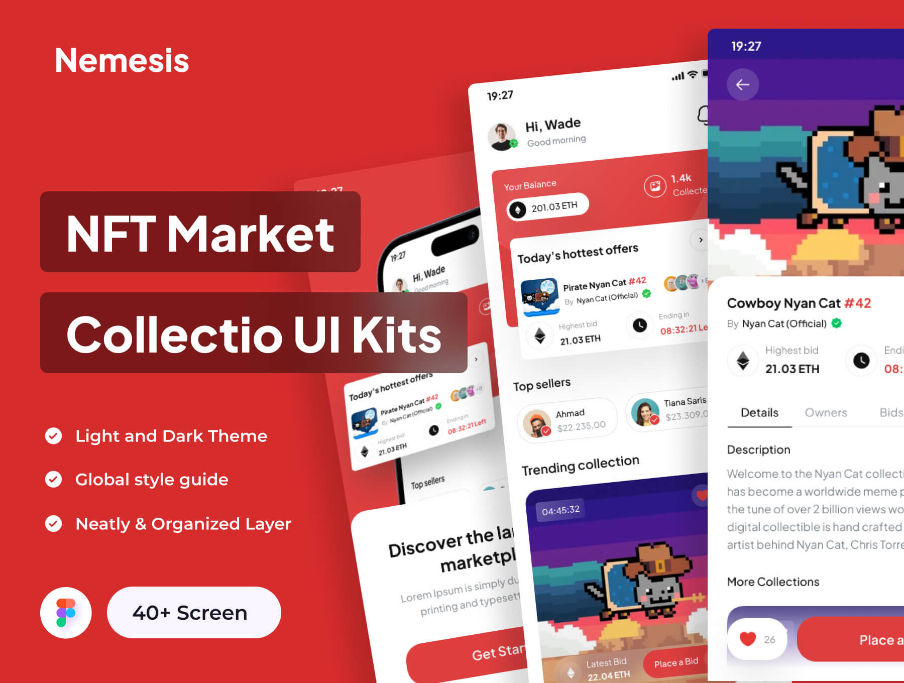NFT市场集合应用程序UI套件模板素材下载Nemesis – NFT Market Collection Apps UI Kits插图