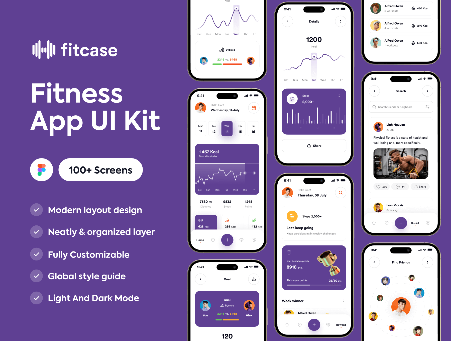 健身应用UI套件-FitcaseFitness App UI Kit – Fitcase插图