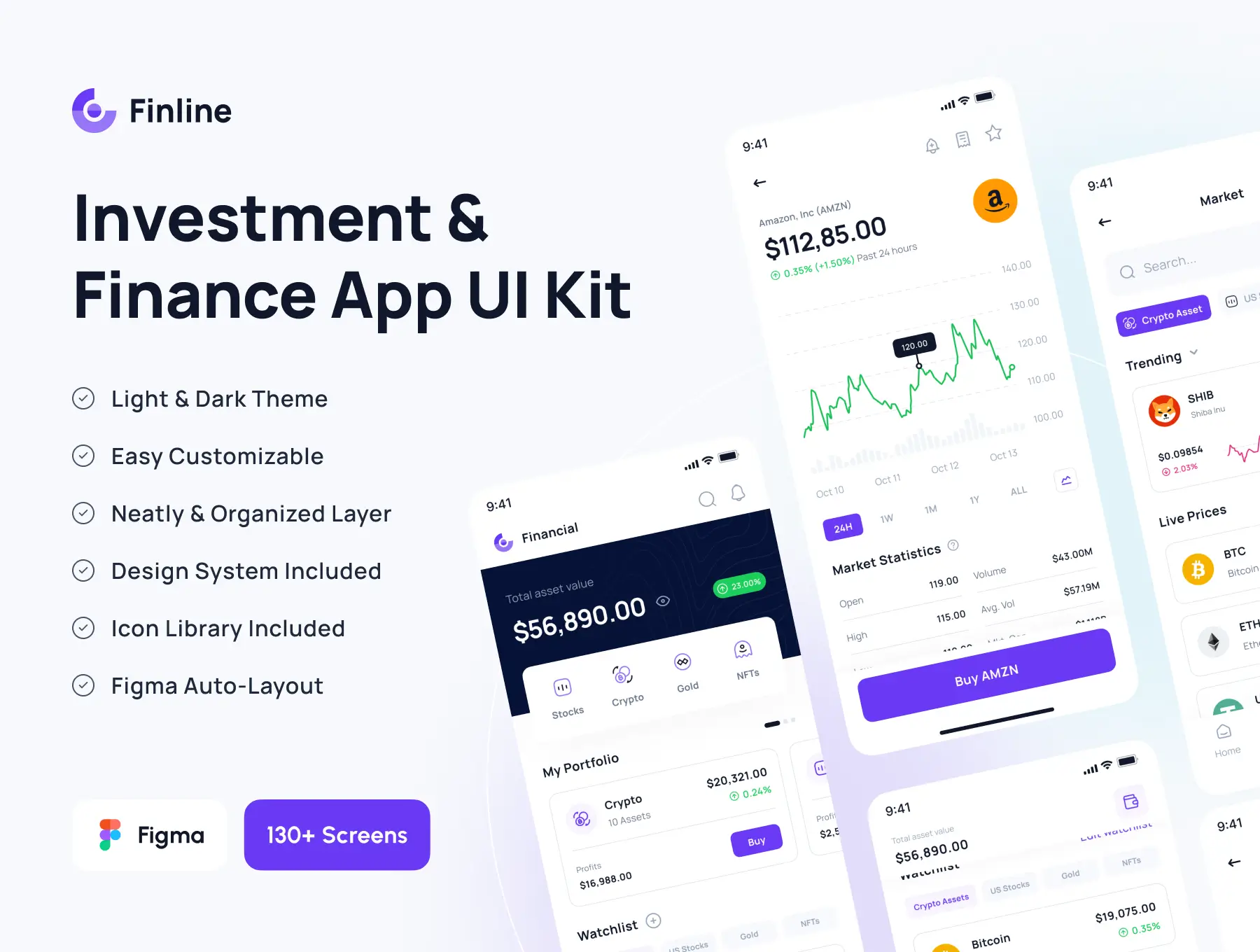 投资与金融应用UI套件模板素材Finline – Investments & Finance App UI Kit