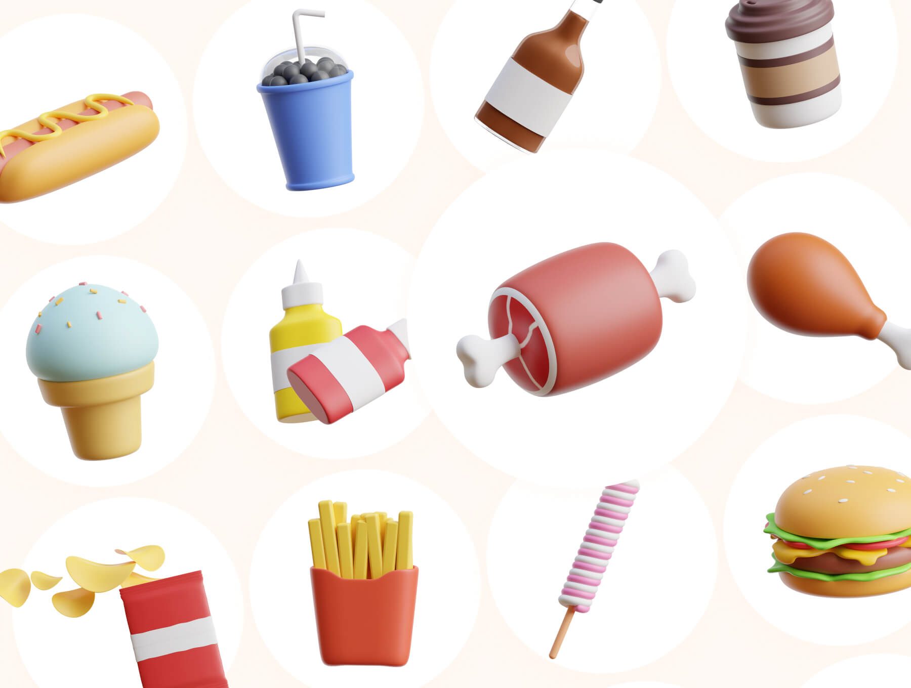 食品和饮料3D图标模板素材Food & Drink 3D Icon插图6