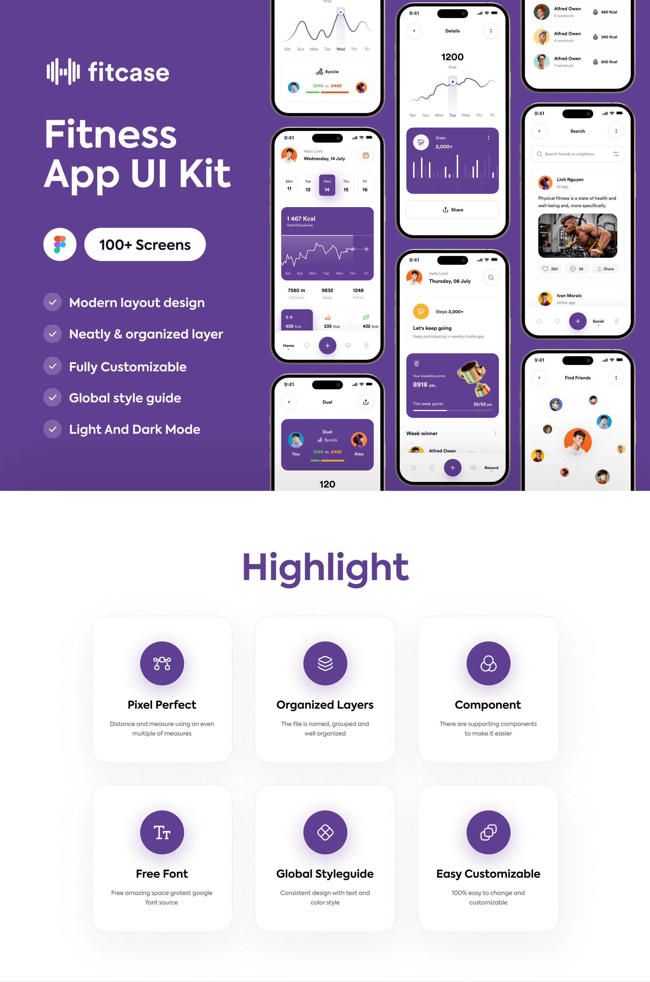 健身应用UI套件-FitcaseFitness App UI Kit – Fitcase插图6