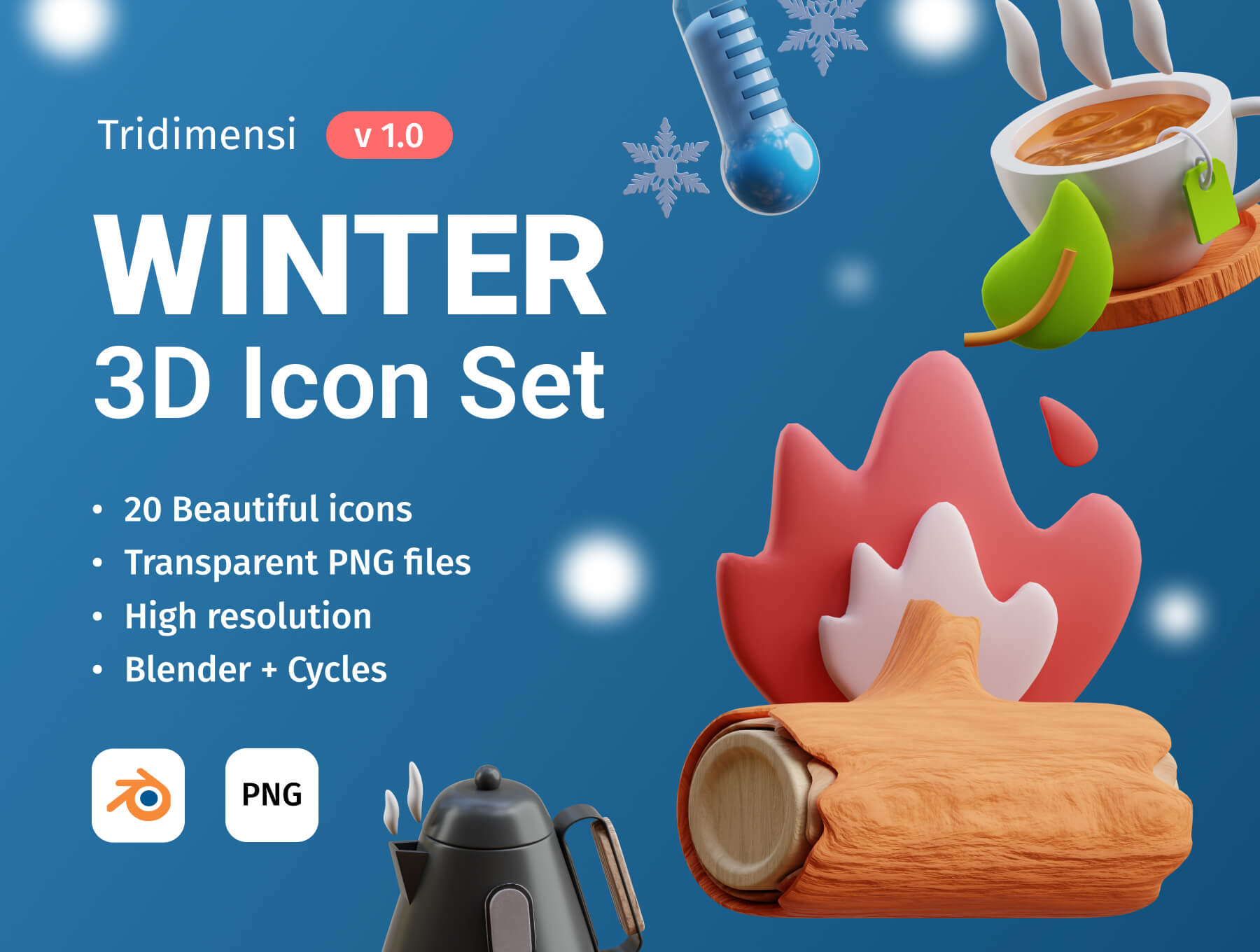 3D冬季渲染图标素材模板下载3D Winter(1)插图