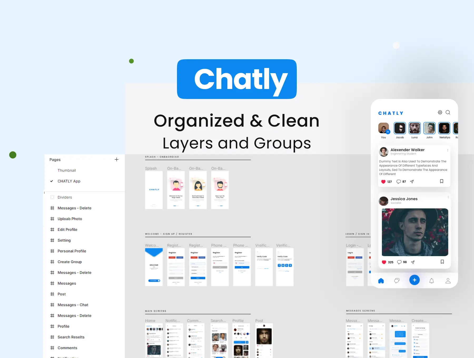 简约高端社交媒体应用UI套件Chatly – Social Media App UI Kit插图3