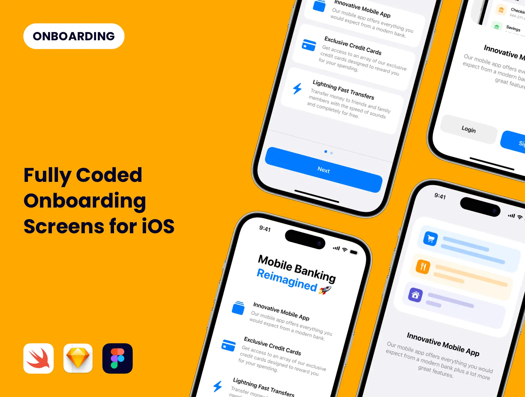 iOS版编码登录屏幕程序编码管理类应用程序模板素材Coded Onboarding Screens for iOS