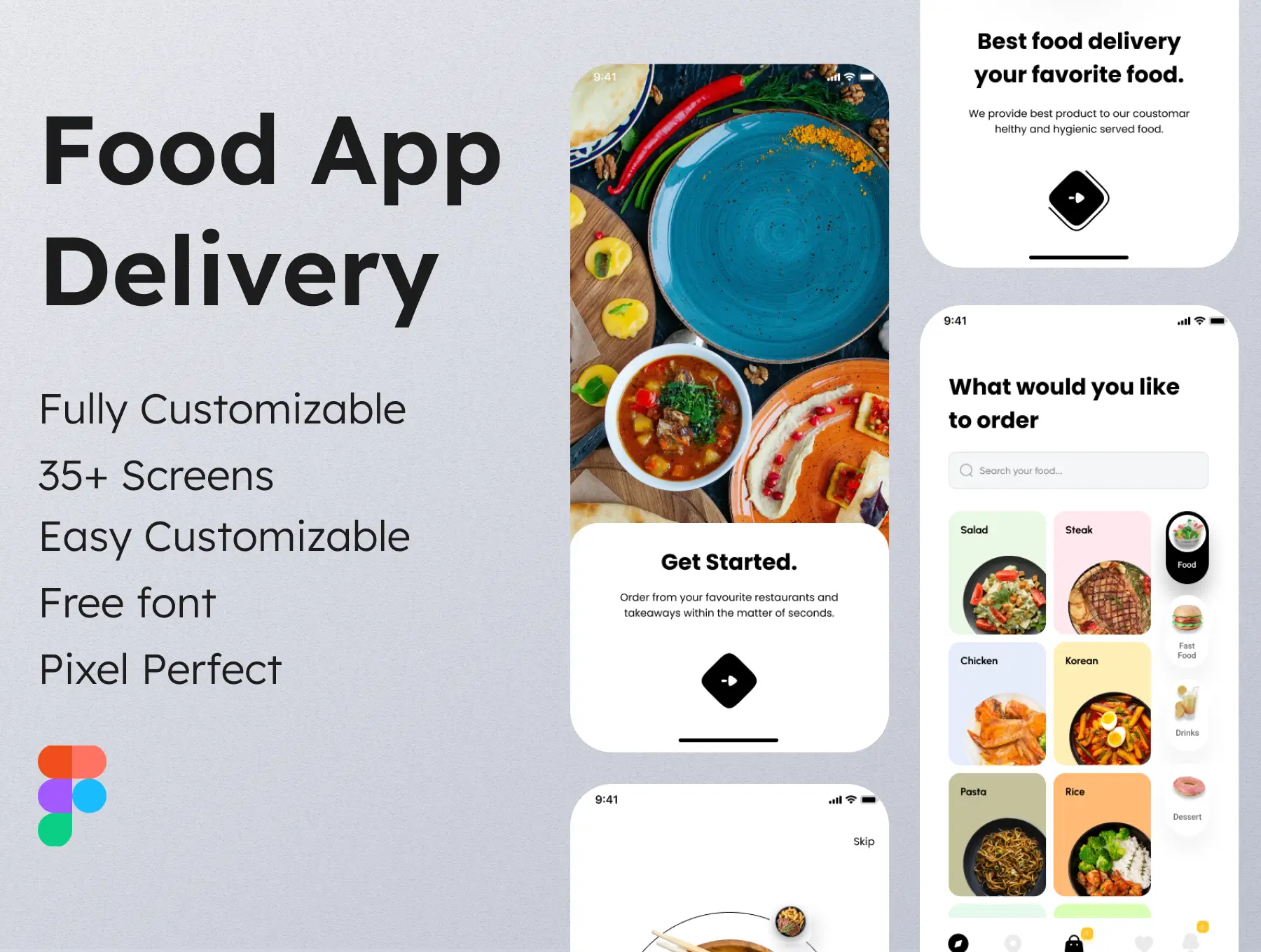 高端美食送餐手机应用UI套件Food Delivery Mobile App UI KIT
