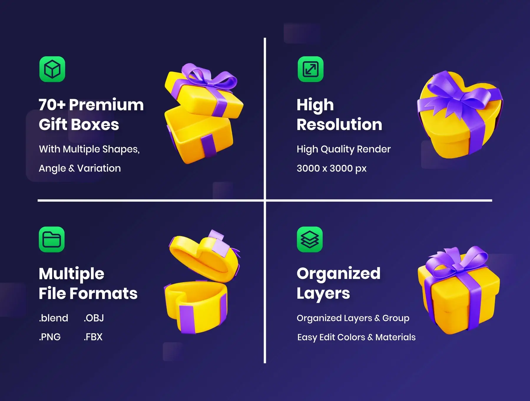 礼品盒-3D插图模板素材插图素材下载Gift Boxes – 3D Illustration插图1