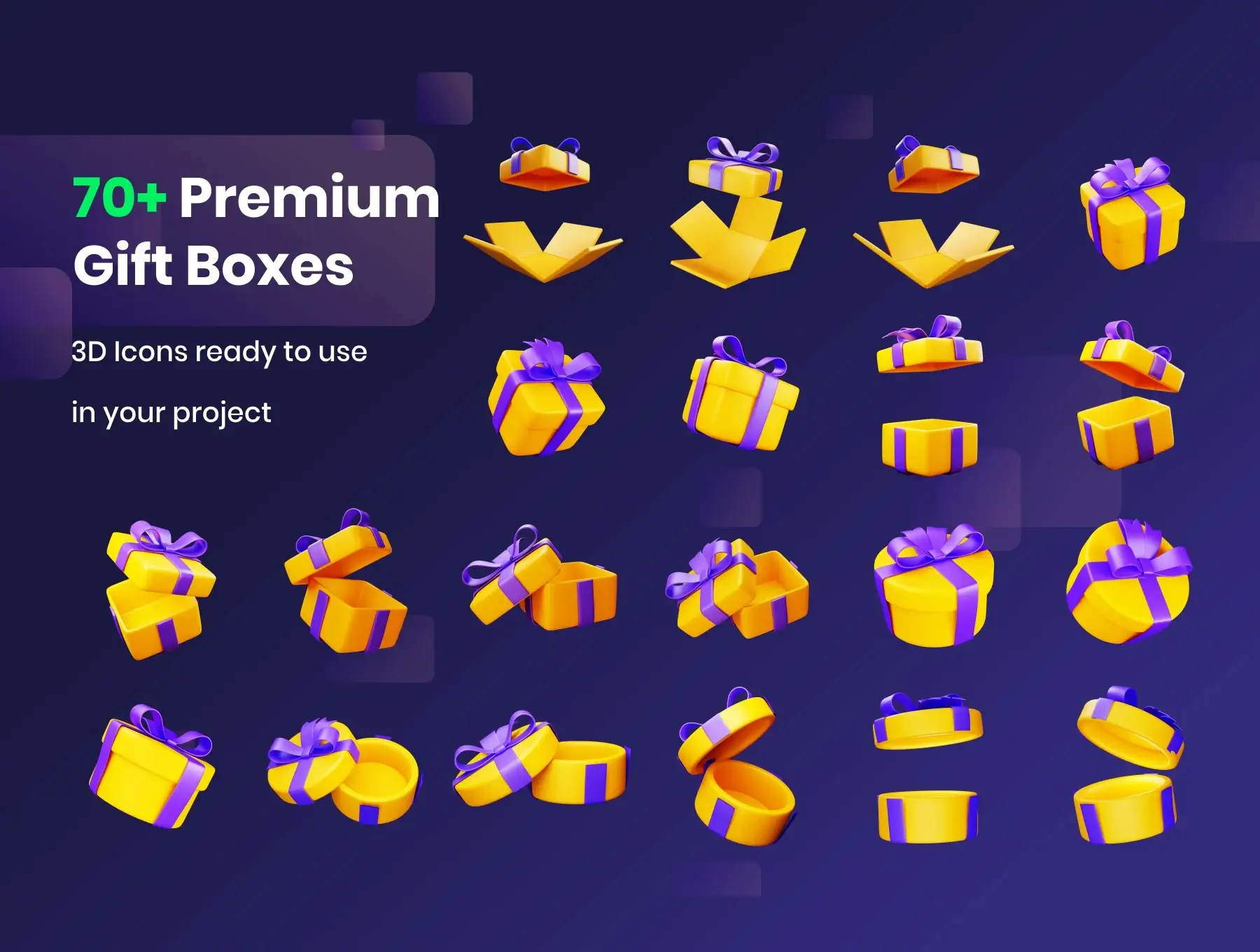 礼品盒-3D插图模板素材插图素材下载Gift Boxes – 3D Illustration插图7