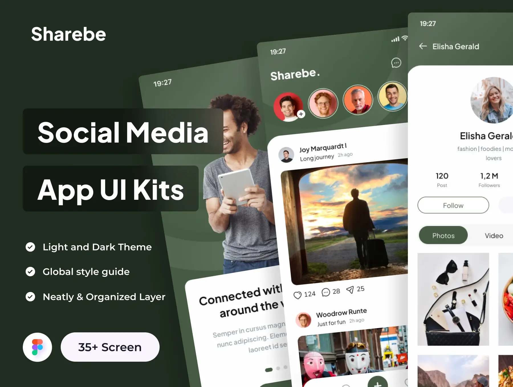 社交媒体应用程序UI套件Sharebe – Social Media App UI Kits