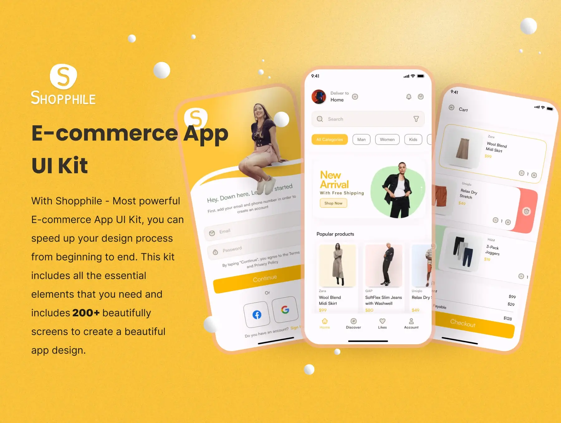 时装电子商务应用程序UI套件Shopphile – E-commerce App UI Kit