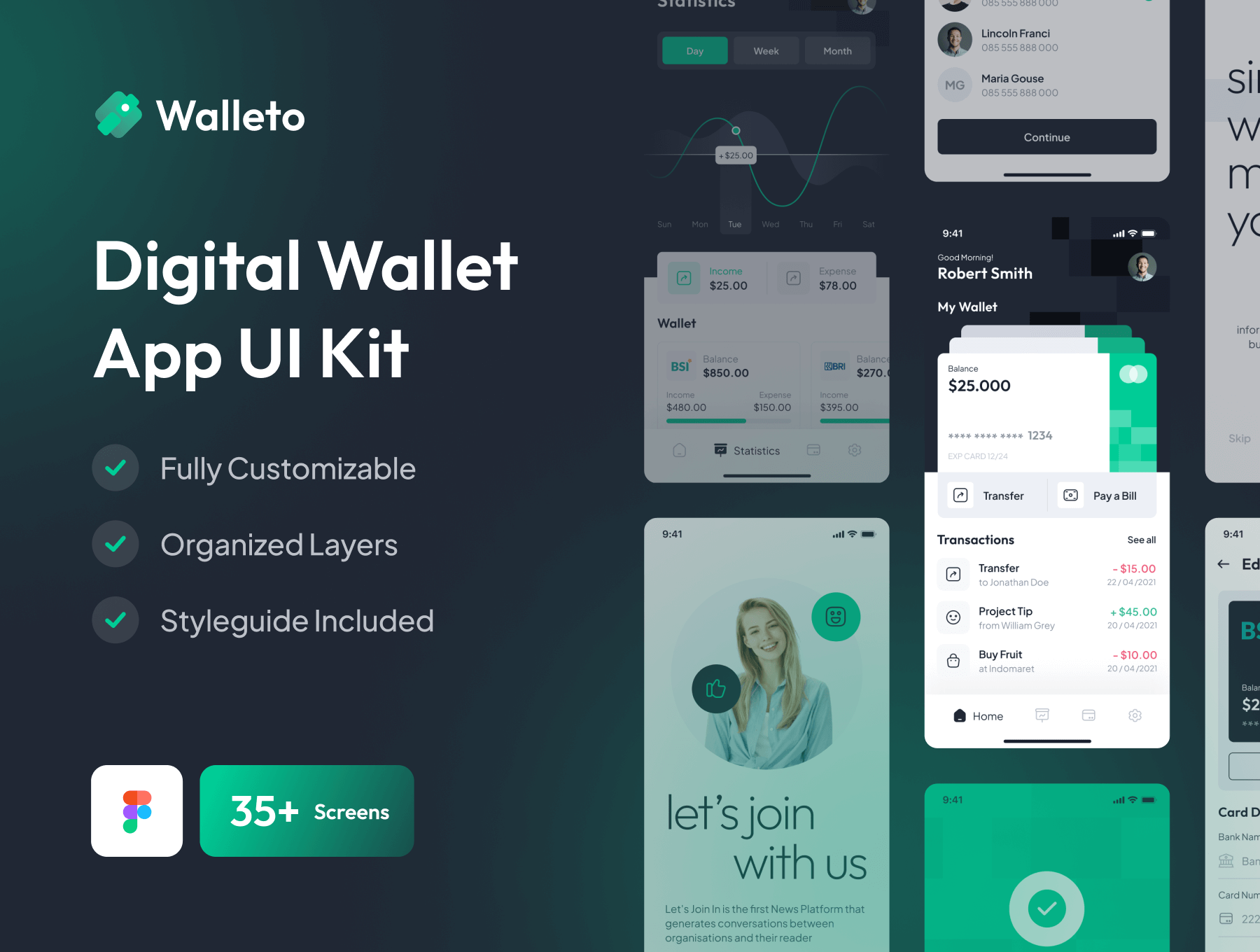 数字钱包应用程序用户界面套件Walleto – Digital Wallet App UI Kit插图