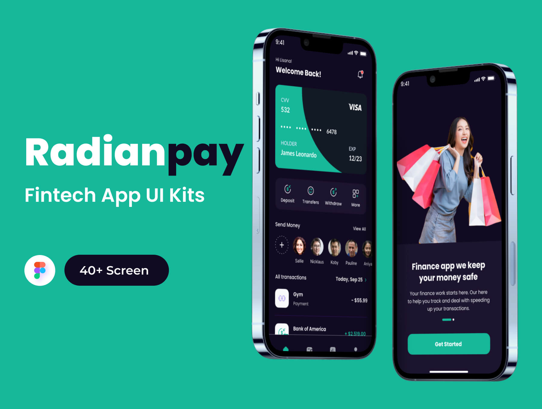 金融科技移动应用UI套件Radianpay – Fintech Mobile App UI Kit插图