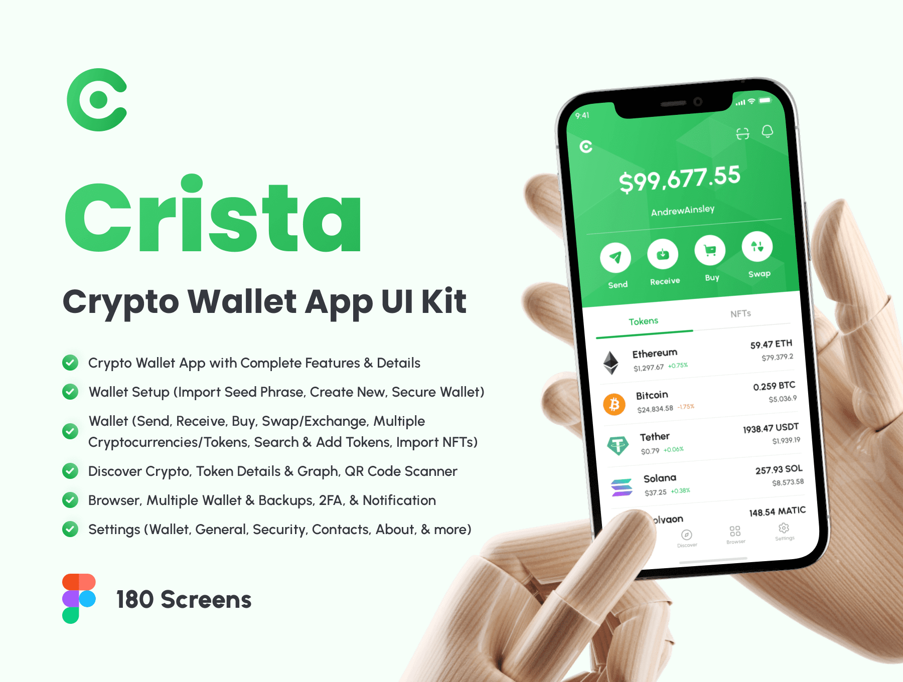 加密钱包应用程序用户界面套件模板作品展示Crista – Crypto Wallet App UI Kit插图