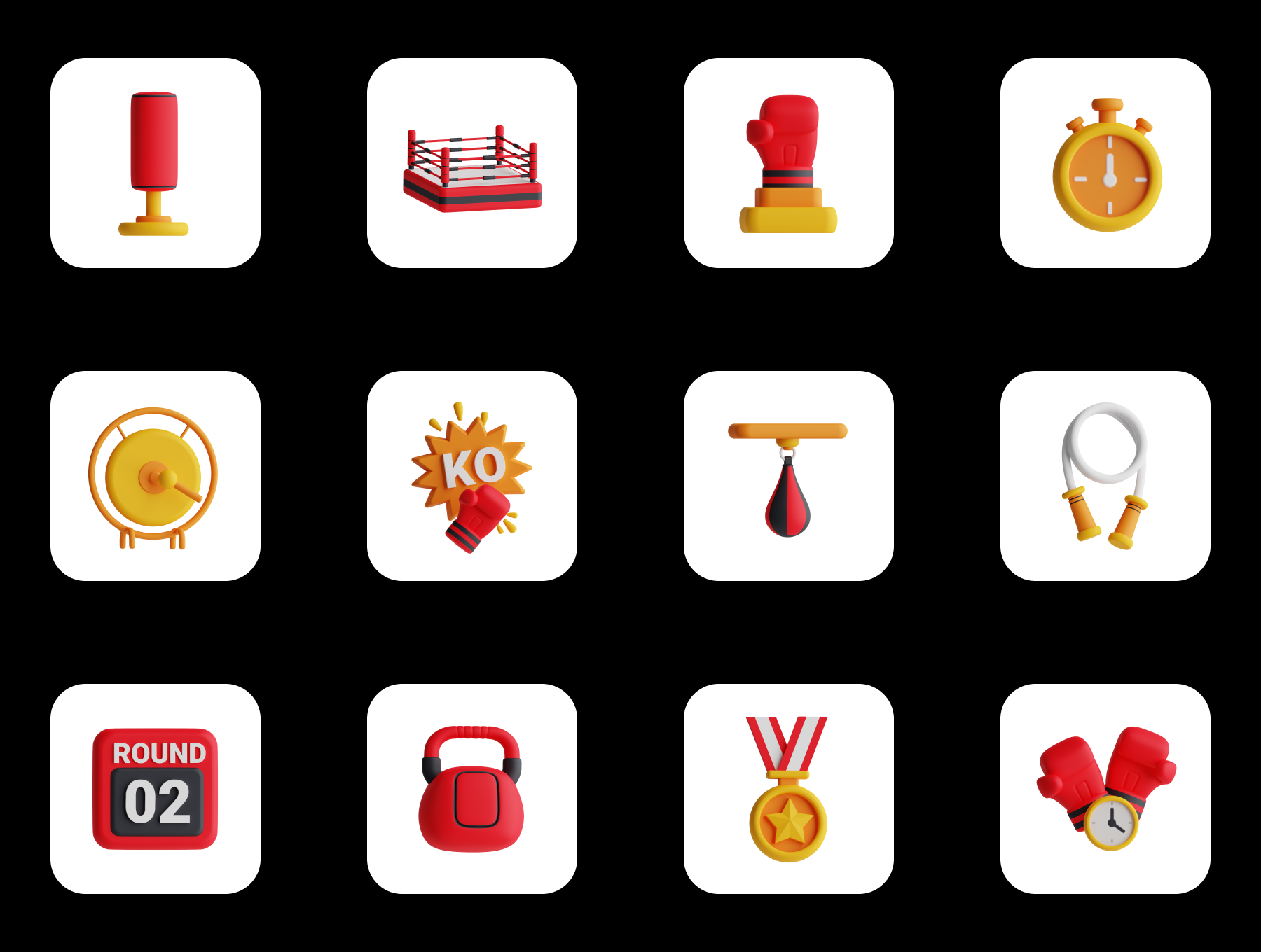 3D拳击图标集渲染图标3D Boxing Icon Set插图7