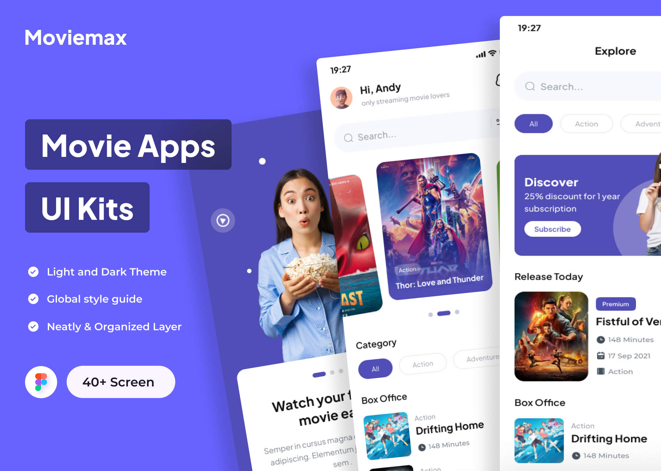 电影应用程序UI套件模板素材Moviemax – Movie Apps UI Kits插图6