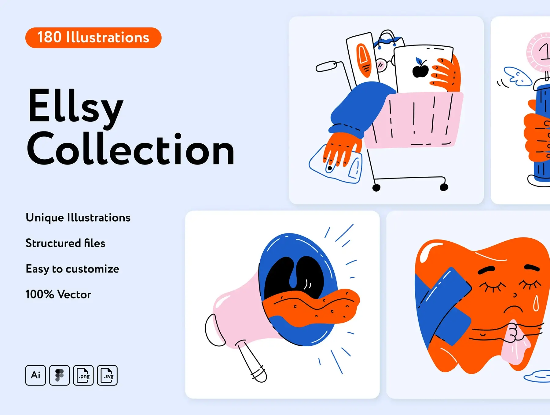 创意简约插图素材模板Ellsy Collection — Illustrations on UI8
